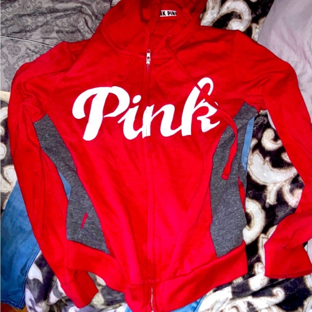 victoria secret pink hoodie (red)